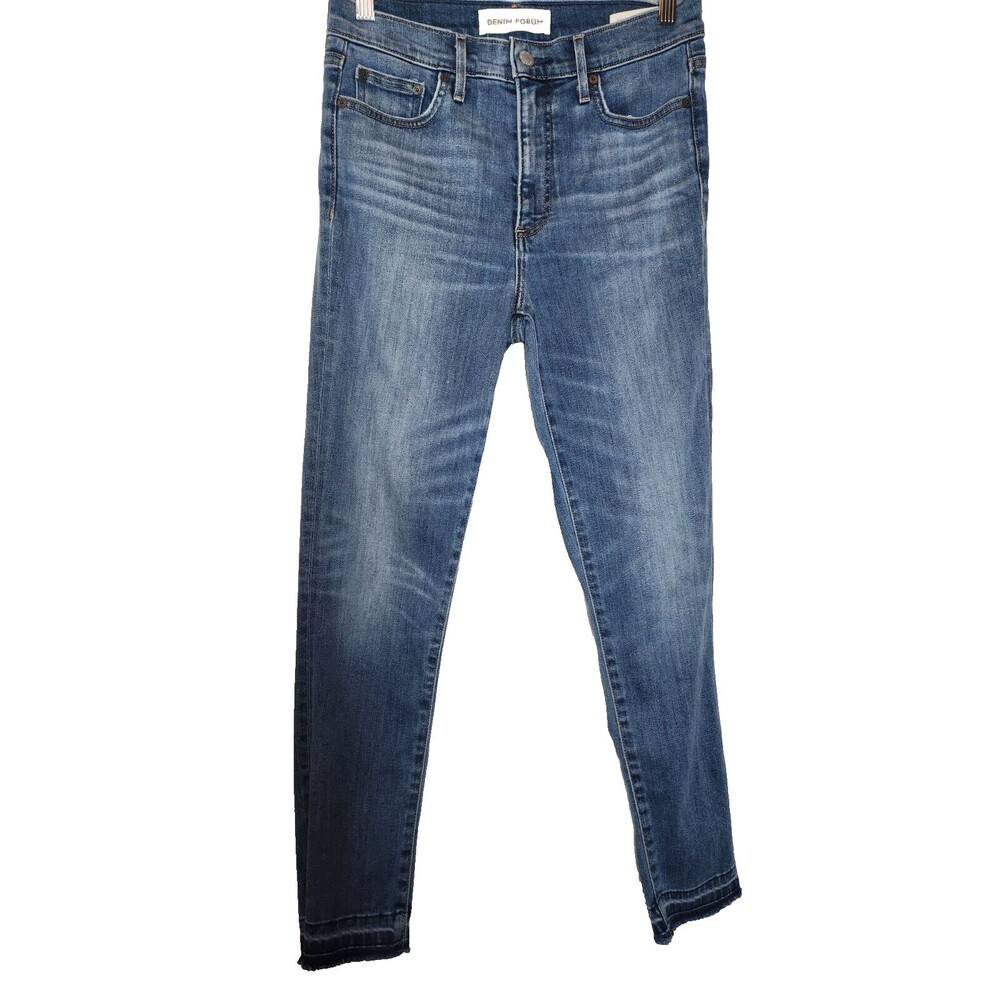 Denim Forum The Nico Mid Rise Skinny Crop Medium Wash 28 Tencel organic cotton